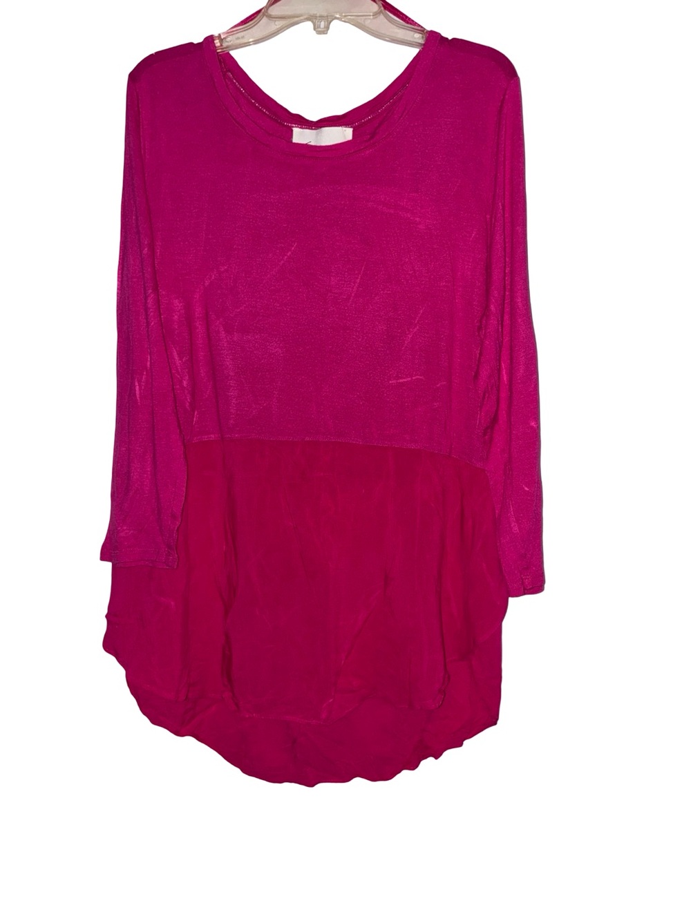 Two by Vince Camuto Fuchsia Mixed Media Layered Tunic Blouse L
